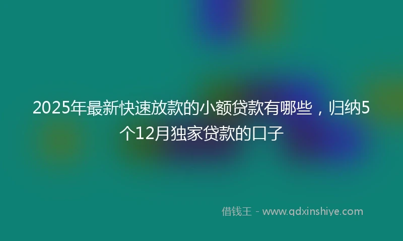 2025年最新快速放款的小额贷款有哪些，归纳5个12月独家贷款的口子