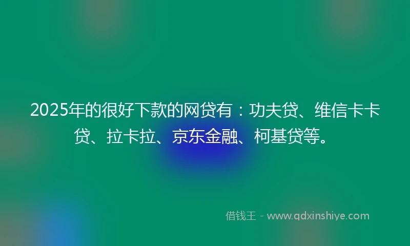 2025年的很好下款的网贷有：功夫贷、维信卡卡贷、拉卡拉、京东金融、柯基贷等。