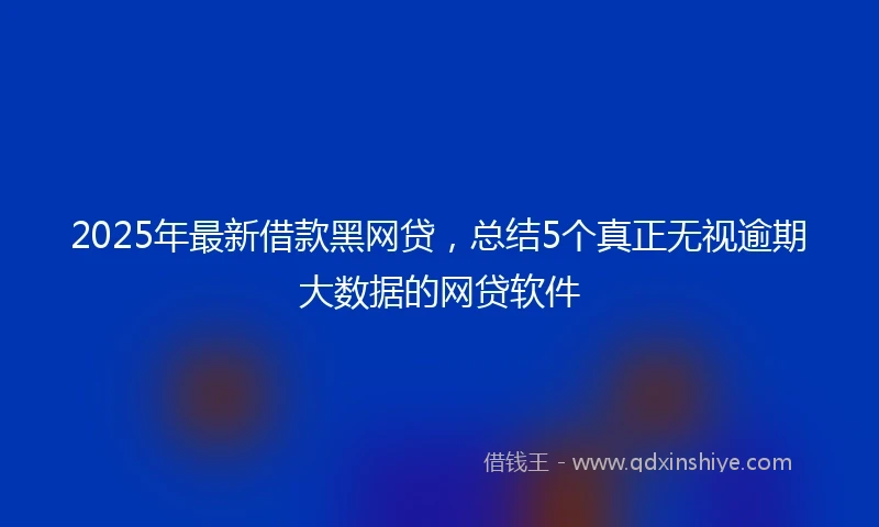 2025年最新借款黑网贷，总结5个真正无视逾期大数据的网贷软件