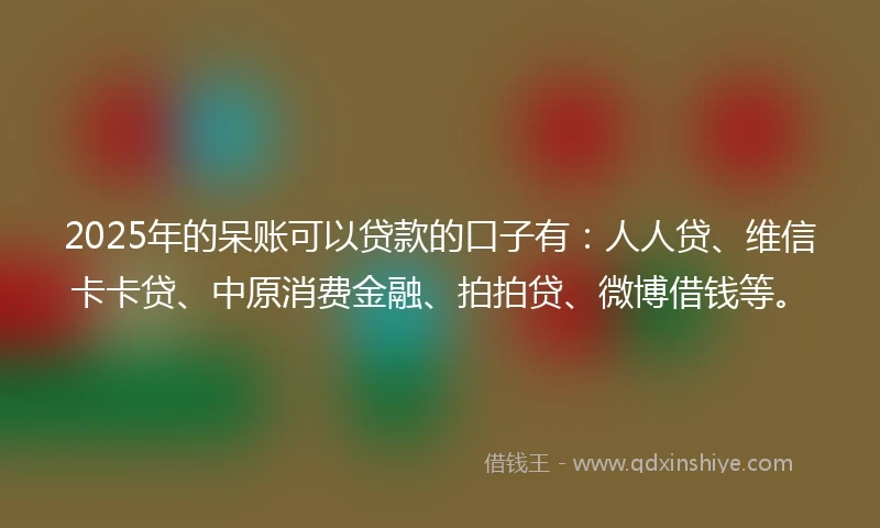 2025年的呆账可以贷款的口子有：人人贷、维信卡卡贷、中原消费金融、拍拍贷、微博借钱等。