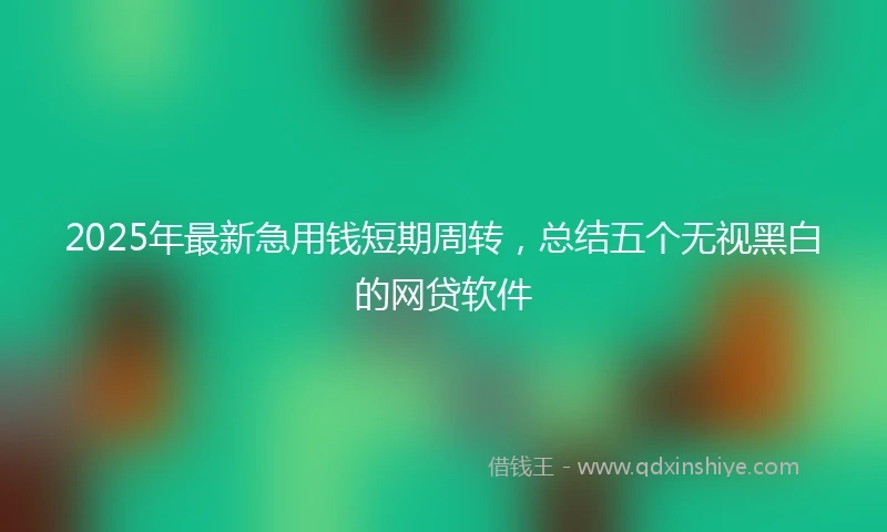 2025年最新急用钱短期周转，总结五个无视黑白的网贷软件