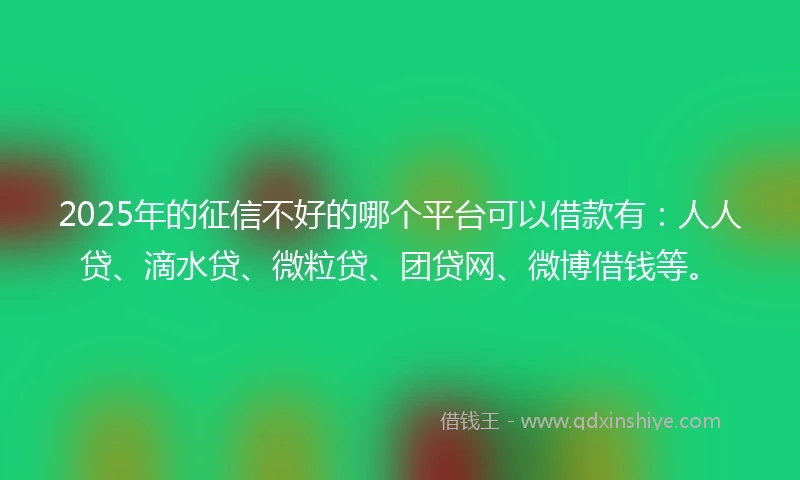 2025年的征信不好的哪个平台可以借款有：人人贷、滴水贷、微粒贷、团贷网、微博借钱等。