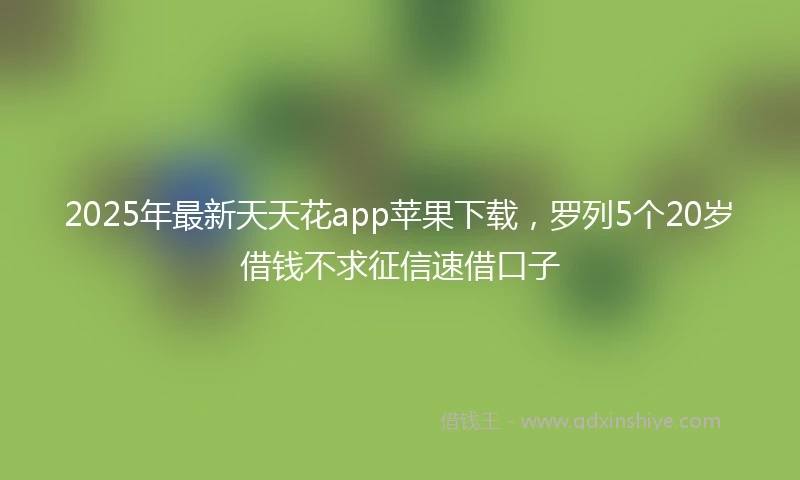 2025年最新天天花app苹果下载，罗列5个20岁借钱不求征信速借口子