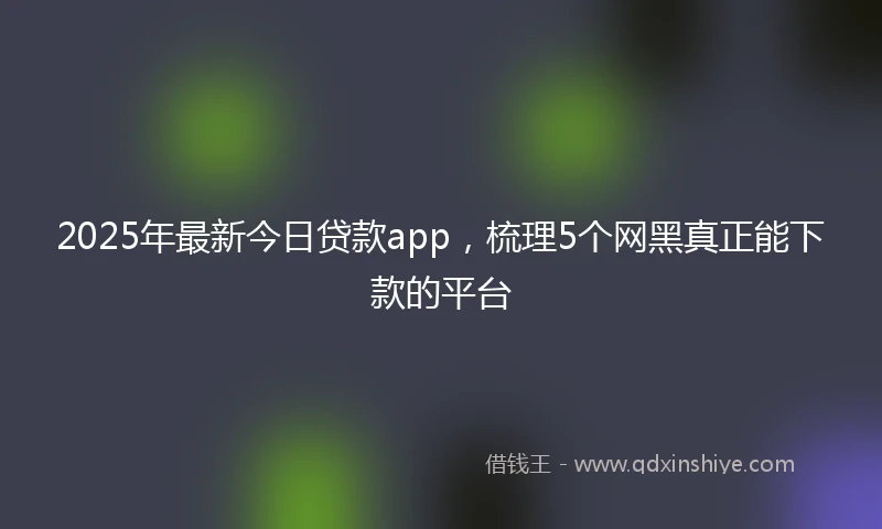 2025年最新今日贷款app，梳理5个网黑真正能下款的平台