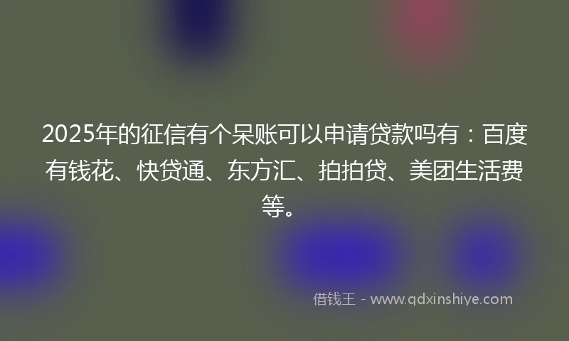 2025年的征信有个呆账可以申请贷款吗有：百度有钱花、快贷通、东方汇、拍拍贷、美团生活费等。