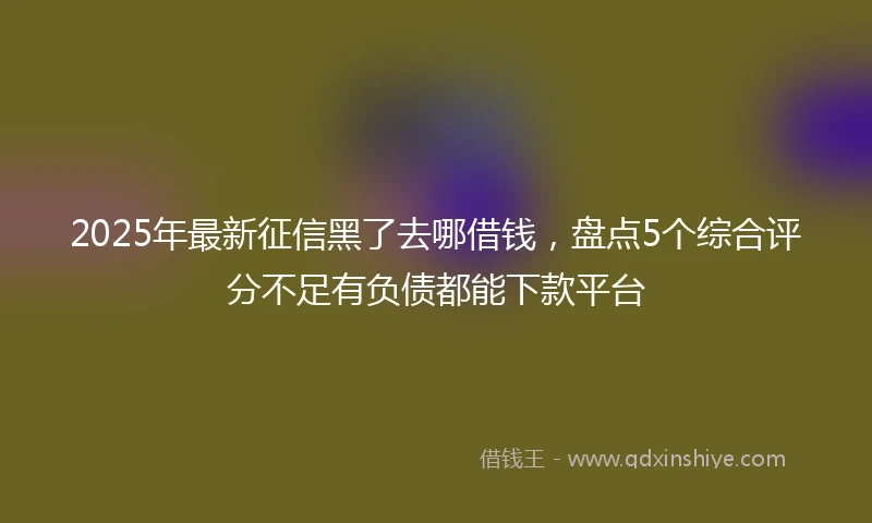 2025年最新征信黑了去哪借钱，盘点5个综合评分不足有负债都能下款平台