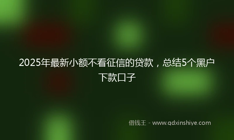 2025年最新小额不看征信的贷款，总结5个黑户下款口子