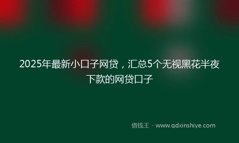 2025年最新小口子网贷，汇总5个无视黑花半夜下款的网贷口子