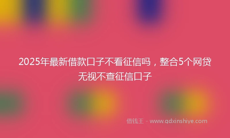 2025年最新借款口子不看征信吗，整合5个网贷无视不查征信口子