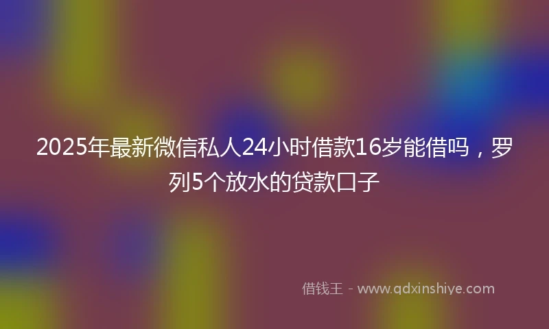 2025年最新微信私人24小时借款16岁能借吗，罗列5个放水的贷款口子