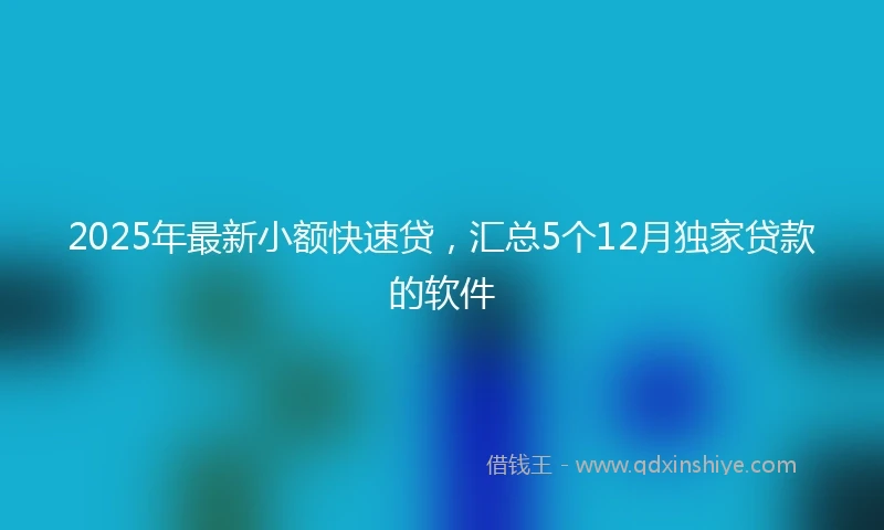 2025年最新小额快速贷，汇总5个12月独家贷款的软件