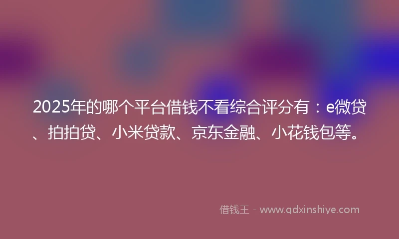 2025年的哪个平台借钱不看综合评分有：e微贷、拍拍贷、小米贷款、京东金融、小花钱包等。