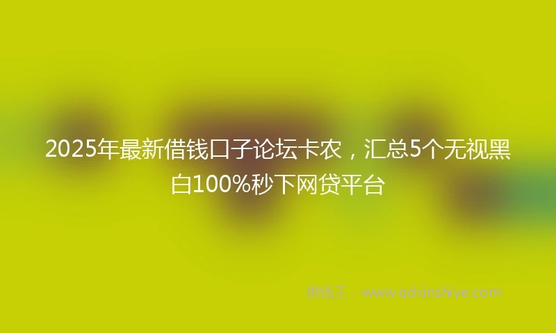 2025年最新借钱口子论坛卡农，汇总5个无视黑白100%秒下网贷平台