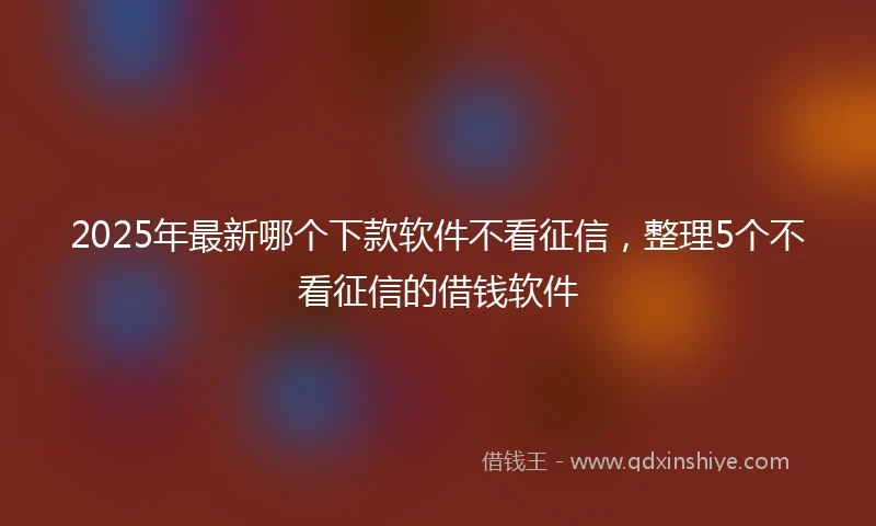 2025年最新哪个下款软件不看征信，整理5个不看征信的借钱软件