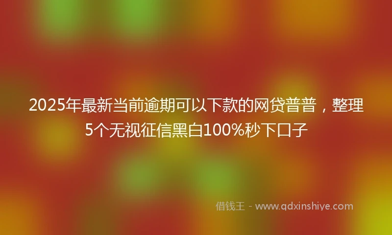 2025年最新当前逾期可以下款的网贷普普，整理5个无视征信黑白100%秒下口子