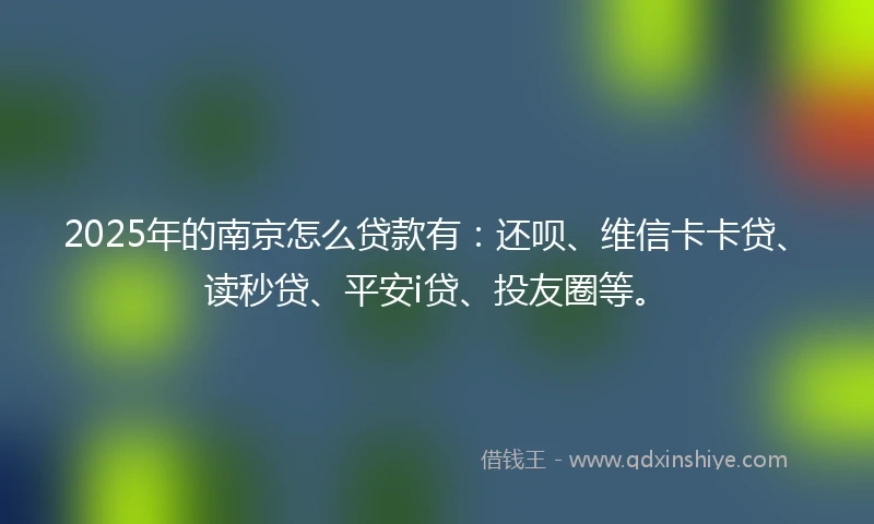 2025年的南京怎么贷款有：还呗、维信卡卡贷、读秒贷、平安i贷、投友圈等。