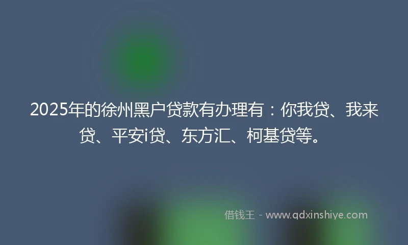 2025年的徐州黑户贷款有办理有：你我贷、我来贷、平安i贷、东方汇、柯基贷等。