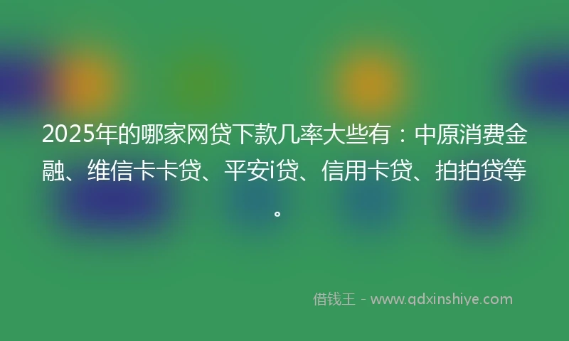 2025年的哪家网贷下款几率大些有：中原消费金融、维信卡卡贷、平安i贷、信用卡贷、拍拍贷等。