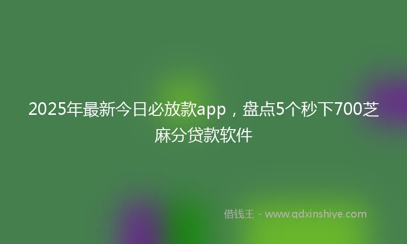 2025年最新今日必放款app，盘点5个秒下700芝麻分贷款软件