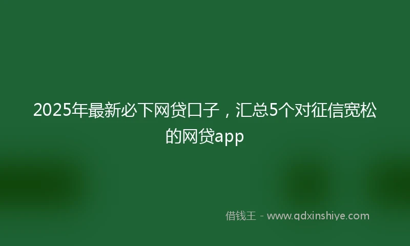 2025年最新必下网贷口子，汇总5个对征信宽松的网贷app