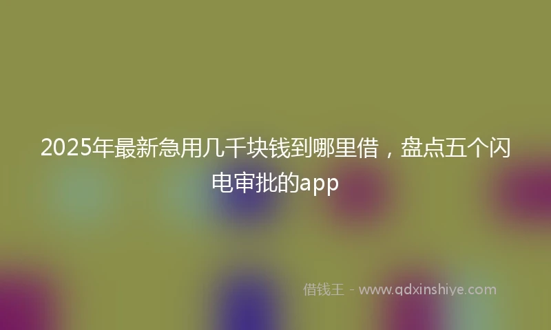 2025年最新急用几千块钱到哪里借，盘点五个闪电审批的app