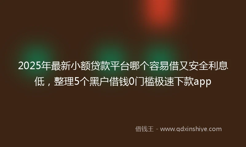 2025年最新小额贷款平台哪个容易借又安全利息低，整理5个黑户借钱0门槛极速下款app
