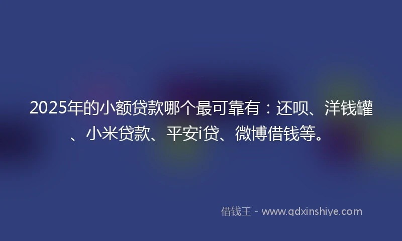2025年的小额贷款哪个最可靠有：还呗、洋钱罐、小米贷款、平安i贷、微博借钱等。