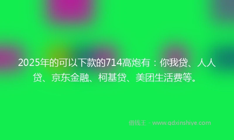 2025年的可以下款的714高炮有：你我贷、人人贷、京东金融、柯基贷、美团生活费等。