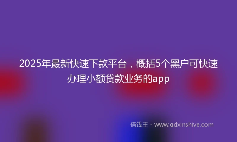 2025年最新快速下款平台，概括5个黑户可快速办理小额贷款业务的app