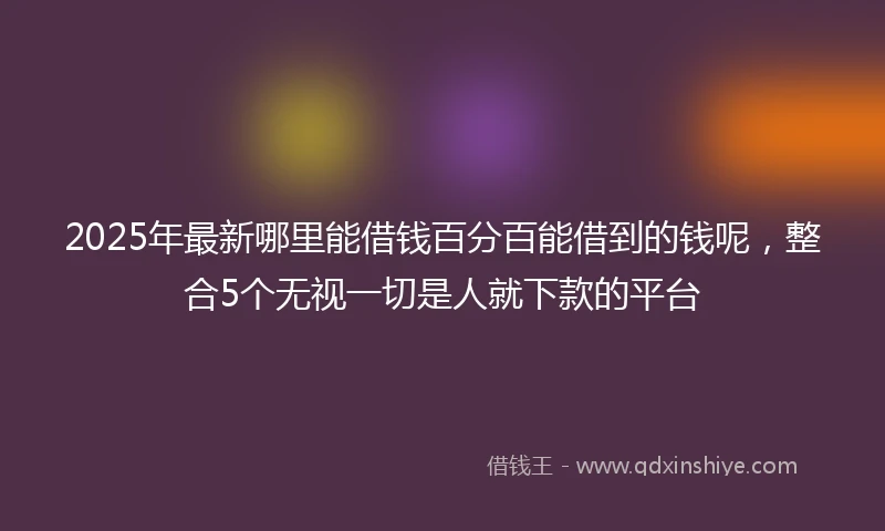 2025年最新哪里能借钱百分百能借到的钱呢，整合5个无视一切是人就下款的平台