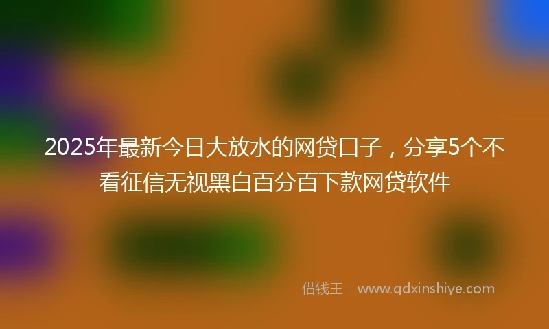 2025年最新今日大放水的网贷口子，分享5个不看征信无视黑白百分百下款网贷软件