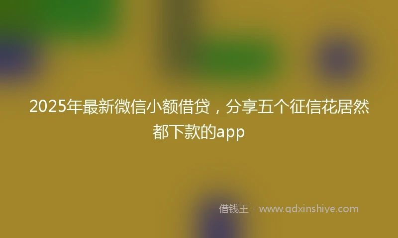 2025年最新微信小额借贷，分享五个征信花居然都下款的app
