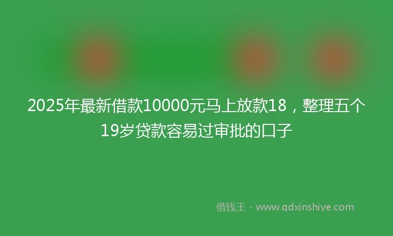 2025年最新借款10000元马上放款18，整理五个19岁贷款容易过审批的口子