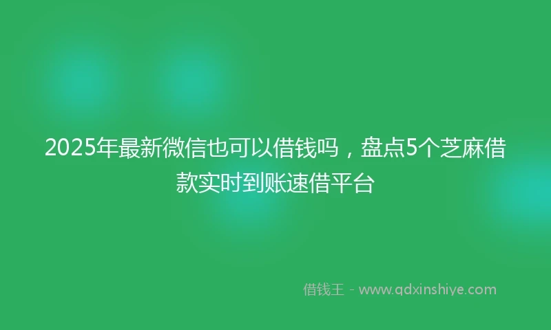 2025年最新微信也可以借钱吗，盘点5个芝麻借款实时到账速借平台