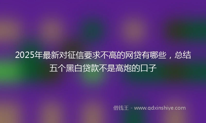 2025年最新对征信要求不高的网贷有哪些，总结五个黑白贷款不是高炮的口子