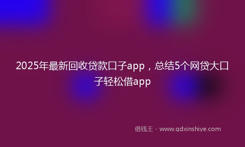 2025年最新回收贷款口子app，总结5个网贷大口子轻松借app