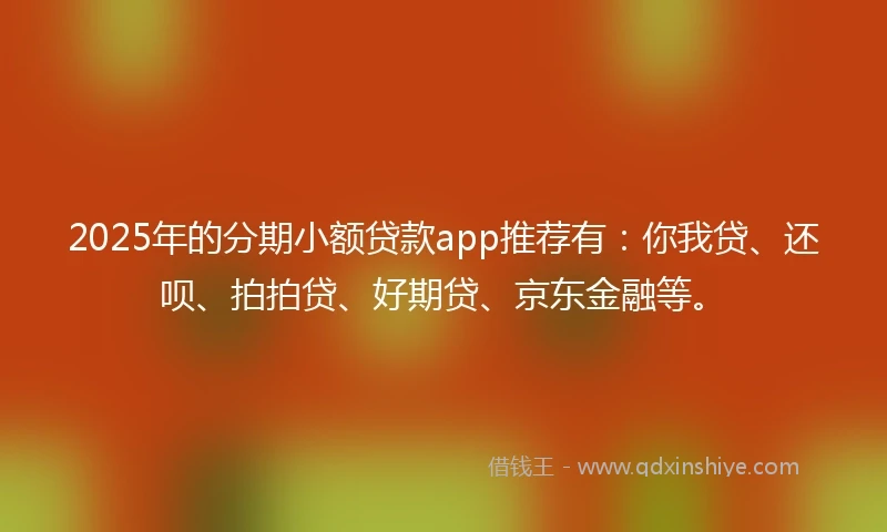 2025年的分期小额贷款app推荐有：你我贷、还呗、拍拍贷、好期贷、京东金融等。