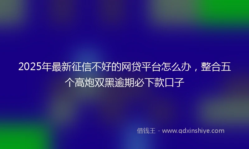 2025年最新征信不好的网贷平台怎么办，整合五个高炮双黑逾期必下款口子