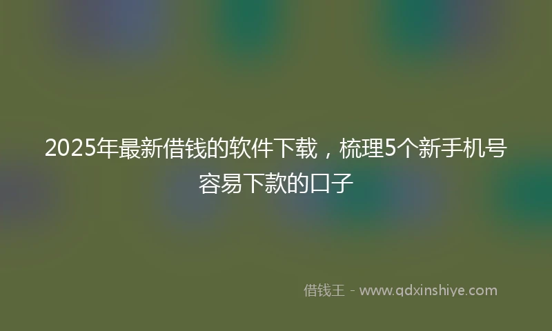 2025年最新借钱的软件下载，梳理5个新手机号容易下款的口子