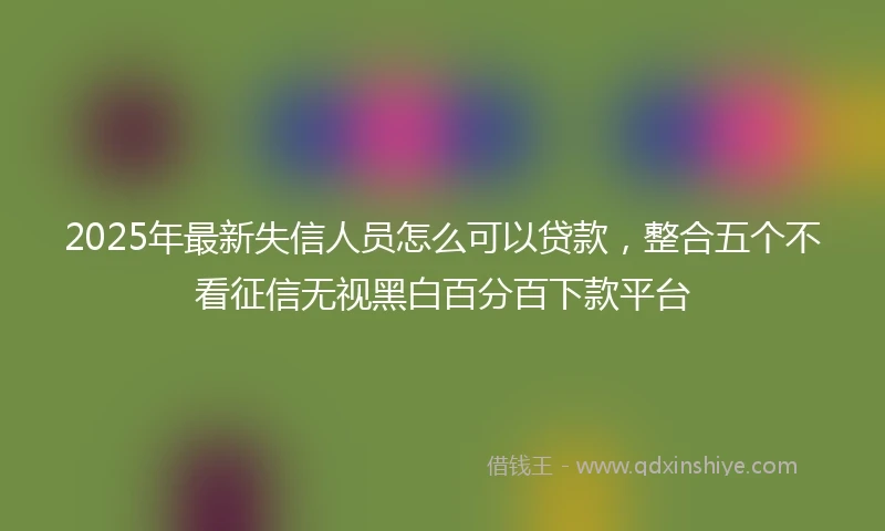 2025年最新失信人员怎么可以贷款，整合五个不看征信无视黑白百分百下款平台