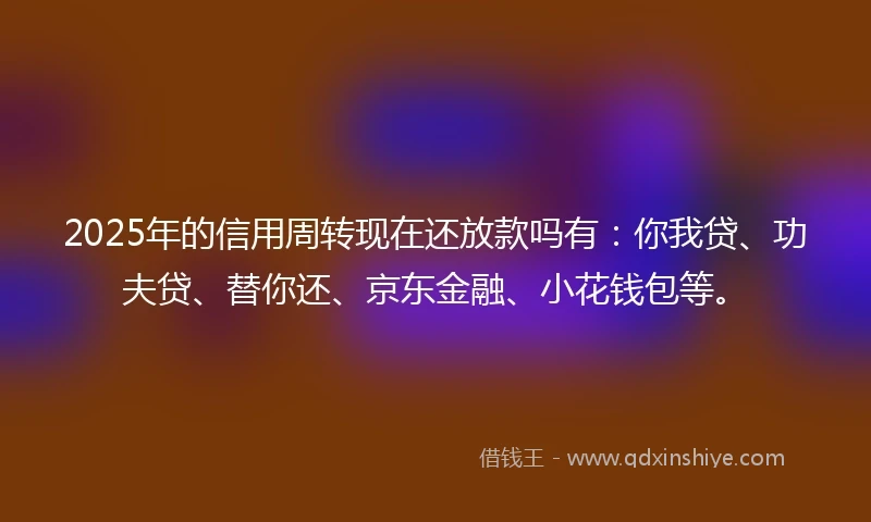 2025年的信用周转现在还放款吗有：你我贷、功夫贷、替你还、京东金融、小花钱包等。