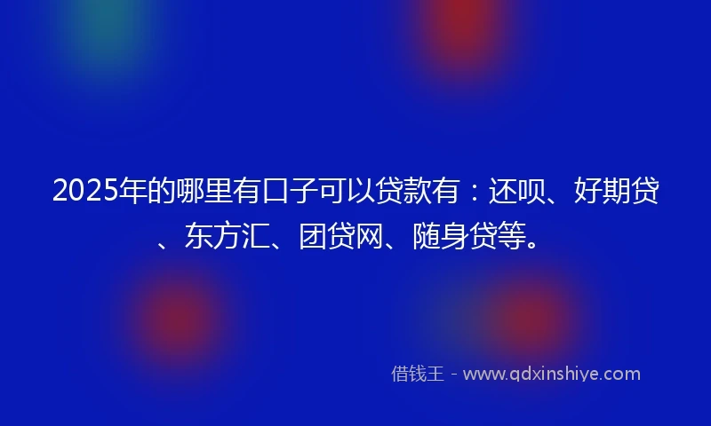 2025年的哪里有口子可以贷款有：还呗、好期贷、东方汇、团贷网、随身贷等。