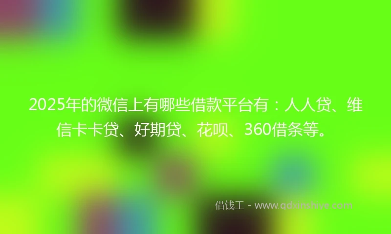 2025年的微信上有哪些借款平台有：人人贷、维信卡卡贷、好期贷、花呗、360借条等。