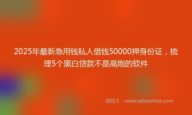 2025年最新急用钱私人借钱50000押身份证，梳理5个黑白贷款不是高炮的软件