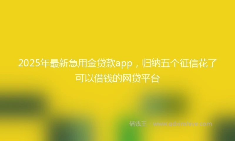 2025年最新急用金贷款app，归纳五个征信花了可以借钱的网贷平台