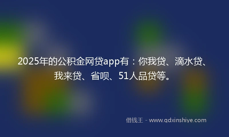 2025年的公积金网贷app有：你我贷、滴水贷、我来贷、省呗、51人品贷等。