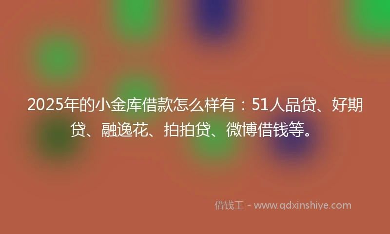 2025年的小金库借款怎么样有：51人品贷、好期贷、融逸花、拍拍贷、微博借钱等。
