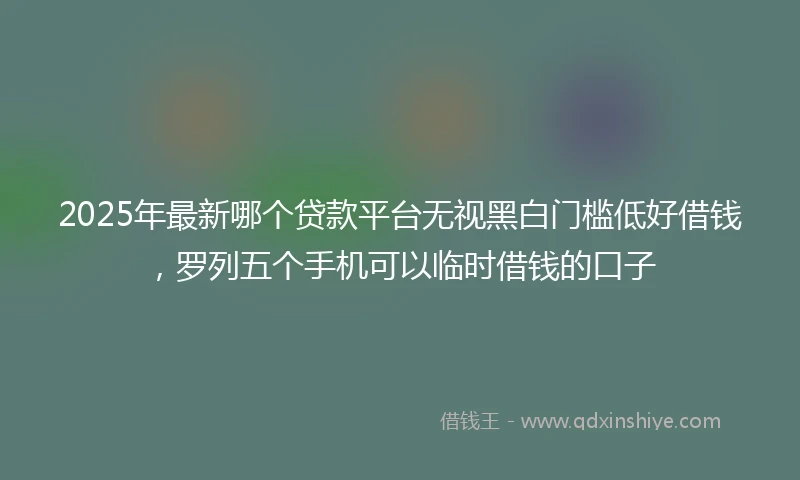 2025年最新哪个贷款平台无视黑白门槛低好借钱，罗列五个手机可以临时借钱的口子