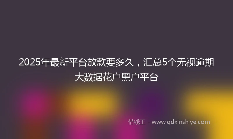 2025年最新平台放款要多久，汇总5个无视逾期大数据花户黑户平台