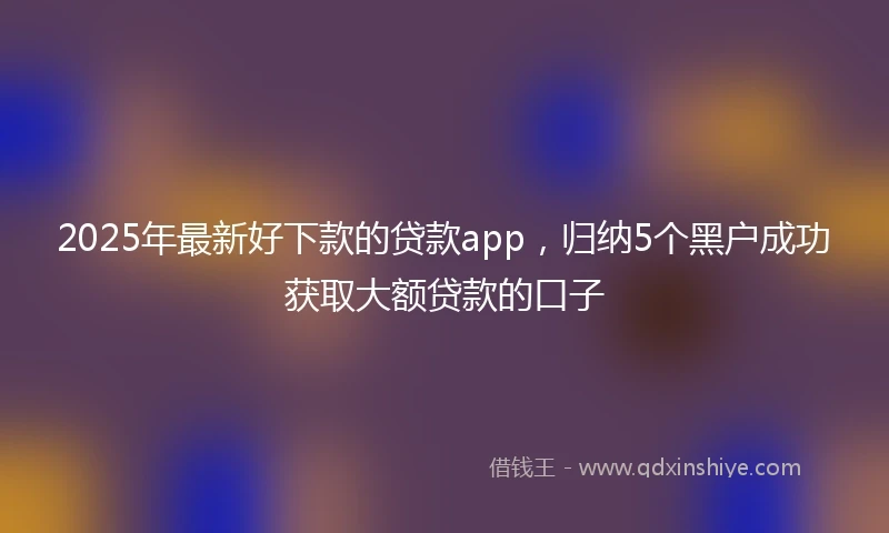 2025年最新好下款的贷款app，归纳5个黑户成功获取大额贷款的口子